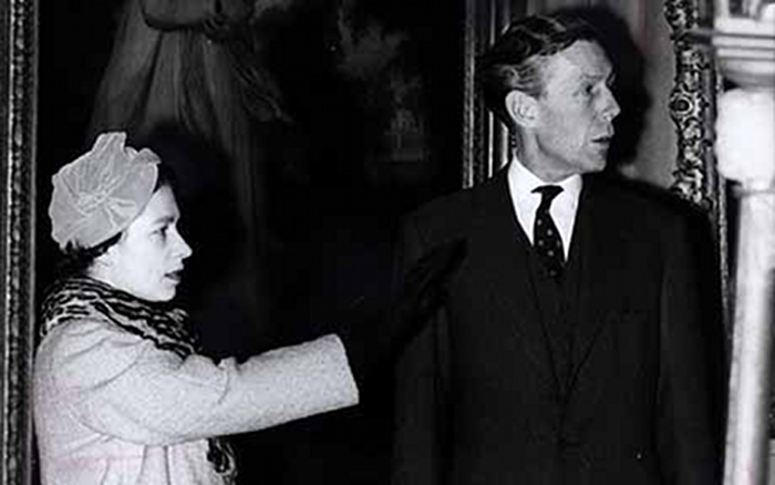 Anthony Blunt with Queen Elizabeth IIas Art surveyor